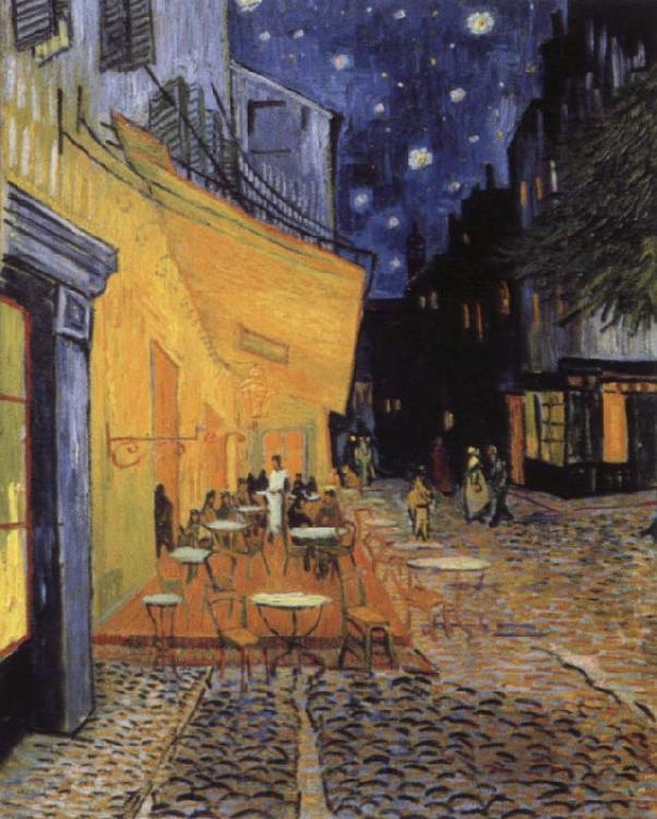 Vincent Van Gogh cafe terrace at the Place you forum in Arles in night Norge oil painting art
